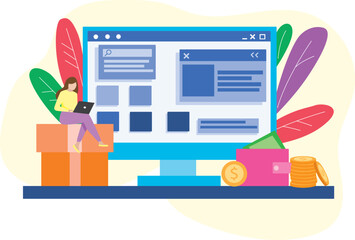 Web development information website, Flat vector illustration