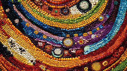 Poster - Vibrant Abstract Mosaic Art with Colorful Geometric Patterns and Circular Motifs Depicting a Celestial Theme : Generative AI