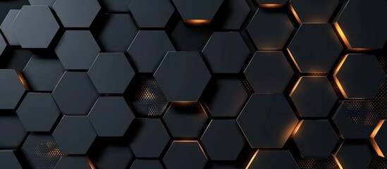 Canvas Print - Illuminated Hexagon Wall, Abstract Background