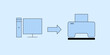 © Irham - Graphic of computer and printer output. 2D icon of hardware output. Vector design.
