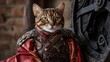© Wilasini - Fierce Bengal Cat Dressed in Traditional Chinese Warrior Armor Ready for Battle with its Impressive Outfit and Powerful Presence