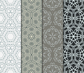 set of 4 beautiful geometric seamless pattern of different geometric shapes. vector illustration.