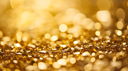 Poster - Golden Glitter Sparkle Bokeh Abstract Background for Luxury and Elegant Designs : Generative AI
