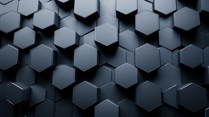 Wall Mural - abstract dark gray hexagon pattern 3d geometric background texture