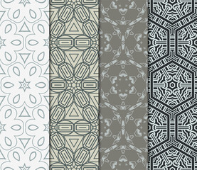 Wall Mural - set of 4 beautiful geometric seamless pattern of different geometric shapes. vector illustration.