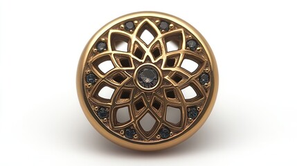 Gold ornate button studio shot