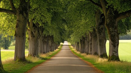  A road stretching into the distance, framed by trees, symbolizing a journey toward success.