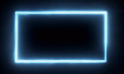 Wall Mural - Glowing blue rectangle frame, dark background, space, design element