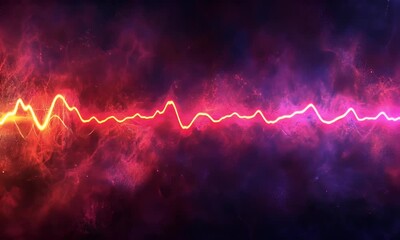 Leinwandbilder - Glowing Heartbeat Wave in Nebula, Digital Art