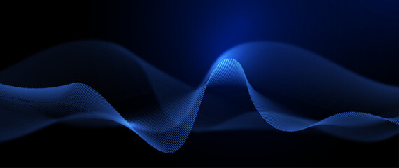 Leinwandbilder - Vector Abstract, science, futuristic, energy technology concept, cyberspace background. Digital image design, line pattern, texture, neon - blue light, motion blur over dark blue gradient background