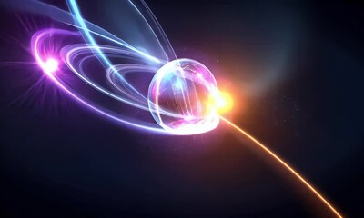 Poster - Glowing Orb Energy Transfer, Space, Abstract Background, Tech Design