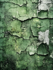 Poster - Weathered Green Peeling Paint Wall with Retro Aesthetic and Textured Surface : Generative AI