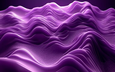 Poster - Abstract purple waves, flowing lines, 3D render.