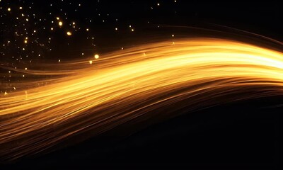 Aufkleber - Golden light streaks, abstract art, dark background, digital design