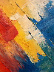 Aufkleber - Abstract Colorful Brushstrokes Blending Vivid Red Yellow Blue and White Paint : Generative AI