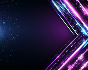 Wall Mural - abstract neon light arrow design with glowing blue and purple geometric lines on dark space backgrou