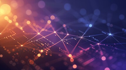 Abstract network data flow, glowing nodes, futuristic background, digital technology