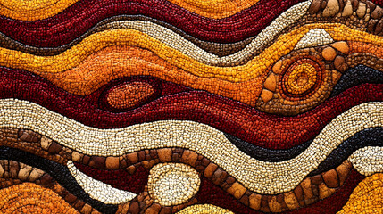 Poster - Abstract Mosaic of Swirling Earth Tones Creating Organic Patterns Art : Generative AI