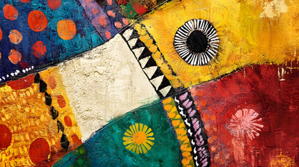 Poster - Colorful Abstract Geometric Art With Spirals and Dots in Vibrant Assortment : Generative AI