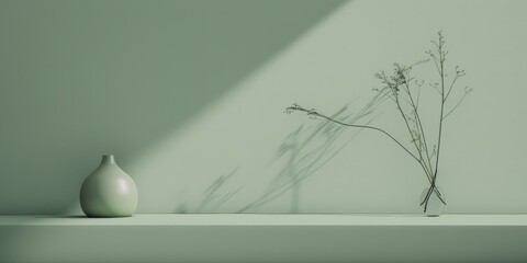 Aufkleber - A minimalist aesthetic featuring a light sage green backdrop, Crisp lines and minimal textures, Modern minimalist style