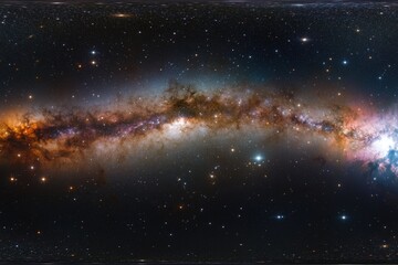 Wall Mural - a beautiful, starry sky with a long, orange line in the middle. the orange line is a nebula, a cloud