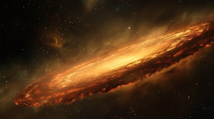 Fiery galaxy formation, cosmic dust, space, nebula, background stars, science fiction, astronomy