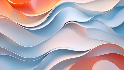 Wall Mural - Abstract Pastel Waves: A Serene Digital Artwork