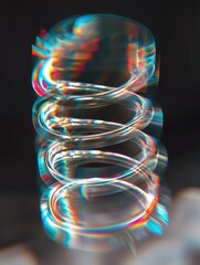 Wall Mural - A spiral shaped object with a blue and red hue. The spiral is made of glass and he is a piece of art