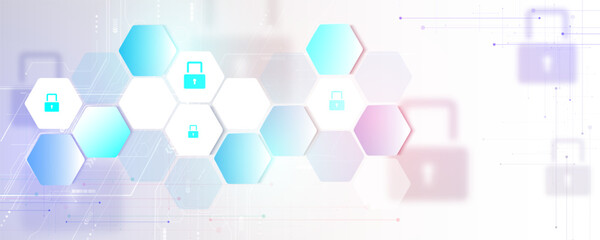 Wall Mural - hexagonal geometric technology background image, cyber security protection concept