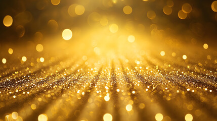 Poster - Radiant Golden Glitter with Illuminated Bokeh Effect and Sparkling Light : Generative AI
