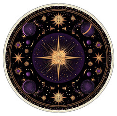 Wall Mural - png a gothic vector illustration of an isolated circle celestial mystical elements.