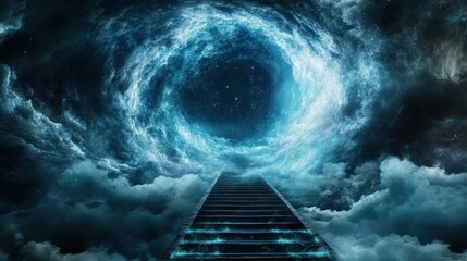 Wall Mural - Portal to the Cosmos: A surreal visual of a celestial vortex draws you into a mesmerizing journey through space and time, with a pathway leading to a cosmic unknown. 