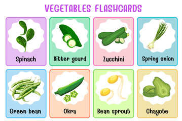 Wall Mural - vegetables flashcard collection for children education, printable montessori material