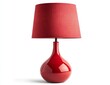 © anak - Red table lamp with a fabric shade and ceramic base.