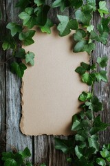 Wall Mural - a blank piece of paper with green vines surrounding it