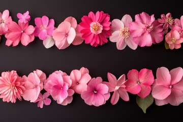 Wall Mural - a row of pink flowers are arranged in a line
