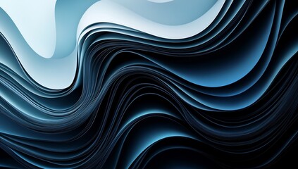 Wall Mural - Abstract Blue Wave Digital Art: Serene Swirls and Curving Lines