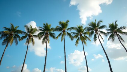 Low angle view of palm trees against sky, sky background, Palm background