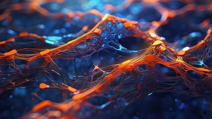 Digital illustration of a glowing blockchain concept with a close-up of a chain made of binary code