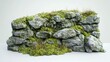 © Natchooda - A close-up of a moss-covered stone wall with intricate textures, displayed on a seamless white surface, highlighting the natural beauty and textures of moss and stone