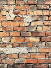 Poster - Closeup of Old Brick Wall with Weathered Texture and Rustic Appearance : Generative AI
