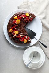 Wall Mural - Chocolate cake - concept of delicious and tasty dessert