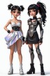 © SR Creative Idea - Futuristic Anime Girls Posing Cyberpunk Fashion and Sci Fi Armor 3D Render