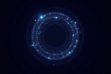 Wall Mural - A glowing circular design with intricate patterns and luminous elements, set against a dark background, evoking a futuristic and digital ambiance.
