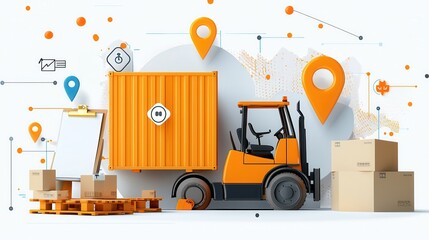 Aufkleber - Optimizing forklift pallet conveyor belt shipping standards in industrial warehousing environments for enhanced logistics efficiency