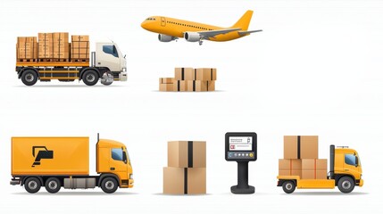 Aufkleber - Efficient delivery solutions logistics icons showcase transportation sector graphic content digital environment conceptual view of cargo trucks and airplanes