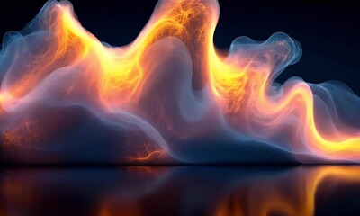 Aufkleber - Abstract fiery waves, dark background, reflection, energy concept