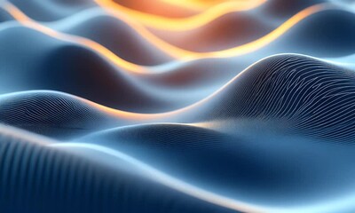 Poster - Abstract digital landscape, sunset glow, wave texture, background