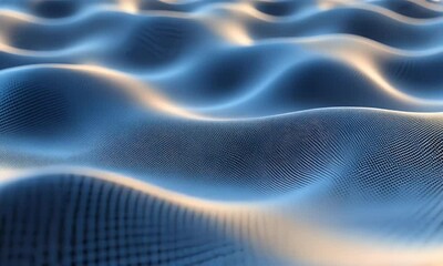Aufkleber - Abstract digital wave landscape, sunset, data visualization, tech background