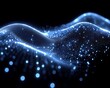 © ABIDZAR ALFAREZ - Abstract blue glowing particle wave on black background.